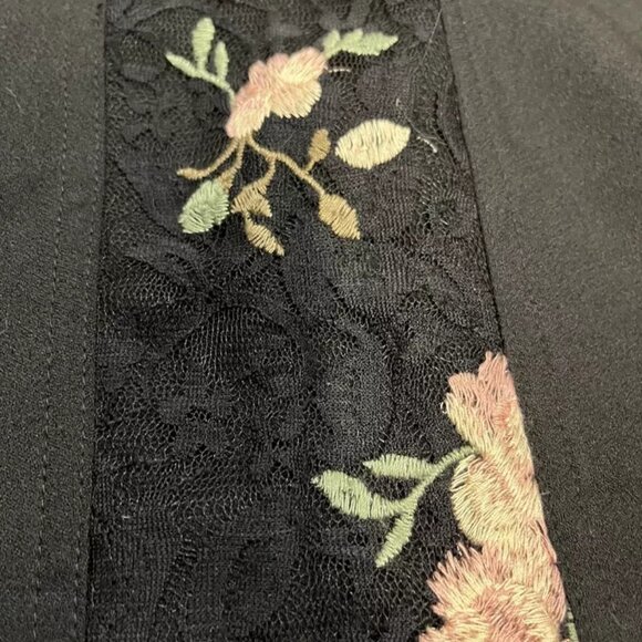 Knox Rose Cargo Pants XL Embroidered Lace Pocket Cuff Floral Black Drawstring - Picture 4 of 7
